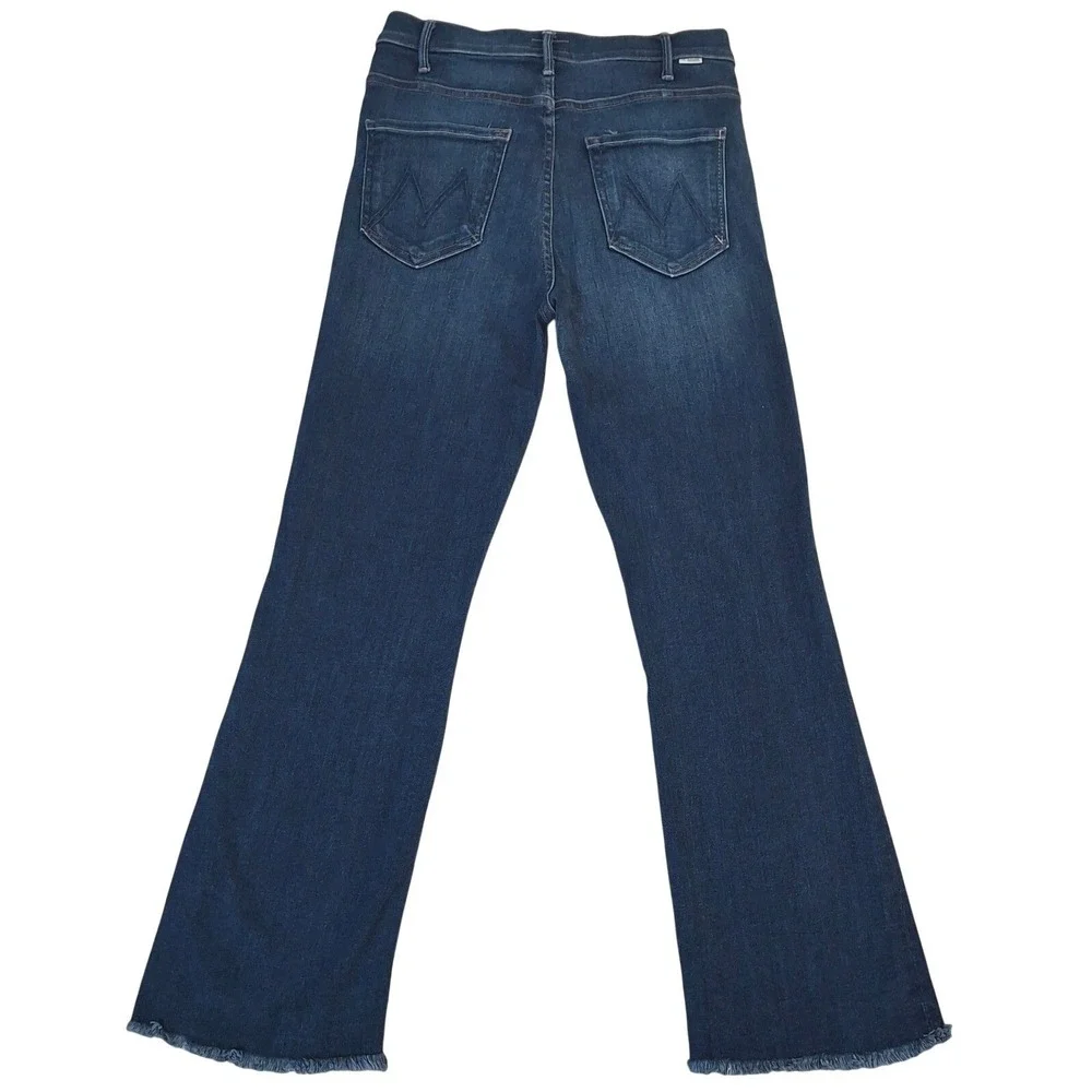 Mother The Hustler Ankle Fray Jeans Size 27 in Home Movies Wash Blue Flare